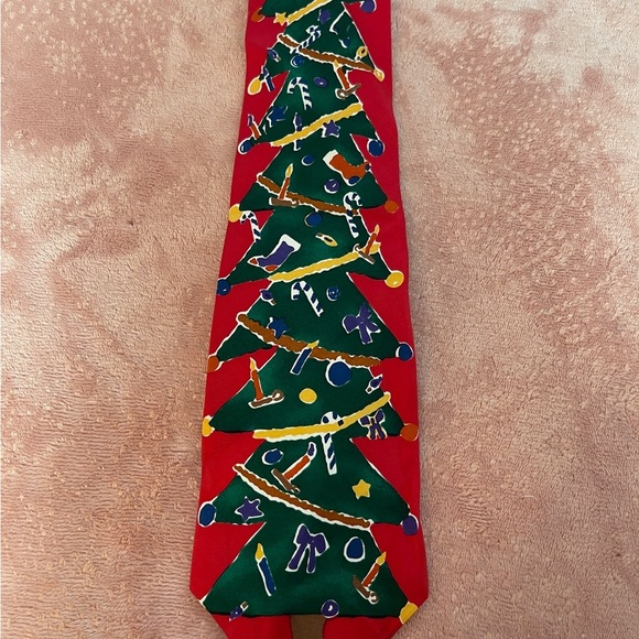 Holiday Red Christmas Tree Tie - Picture 2 of 6